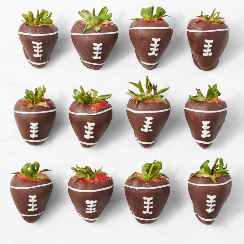 Football Chocolate Covered Strawberries, Set of 12