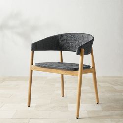 Anders Dining Armchair, Natural Teak, All Weather Weave, Black
