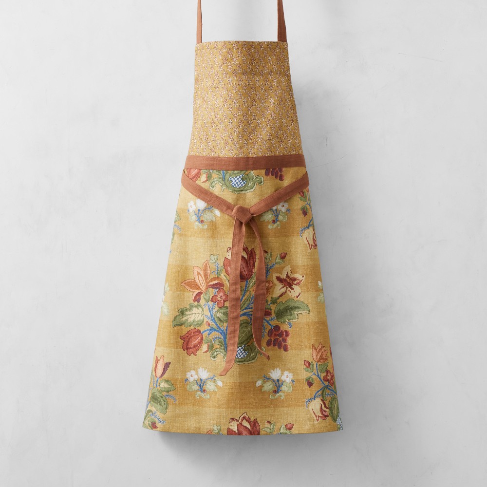 Harvest Floral Striped Apron, Gold