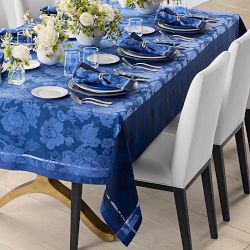 Filomena Jacquard Tablecloth, 70"x108", Blue