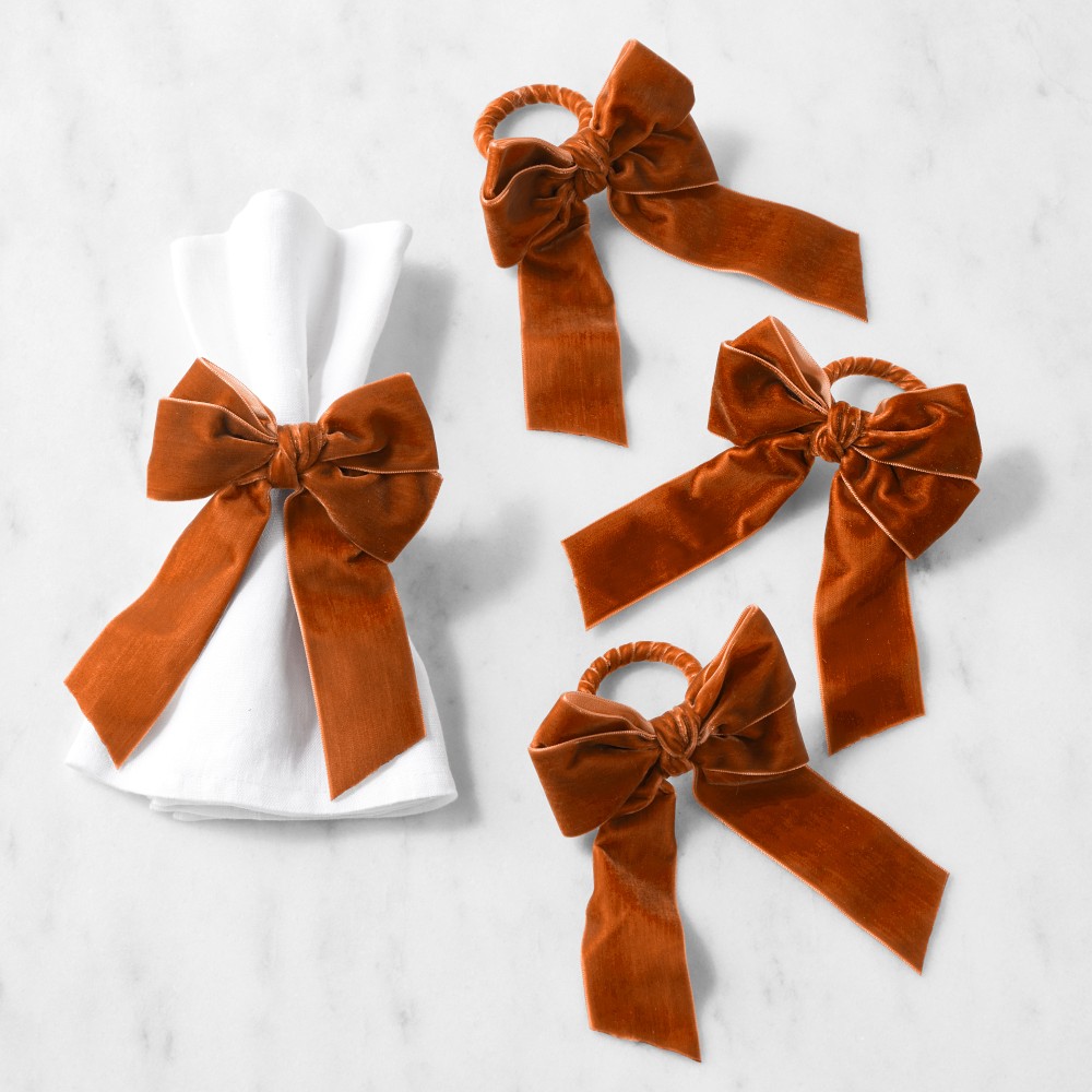 Velvet Bow Napkin Rings, Set of 4