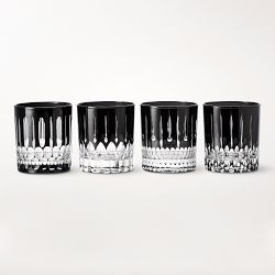 Wilshire Jewled Cut Black Double Old-Fashion Glasses, Set of 4