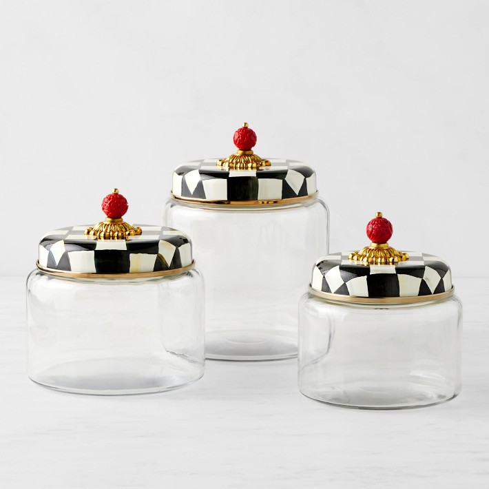 MacKenzie-Childs Courtly Check Glass Canister | Williams Sonoma