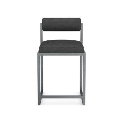 Saint Germain Dining Counter Stool, Sierra Leather, Anthracite, Sanded Metal