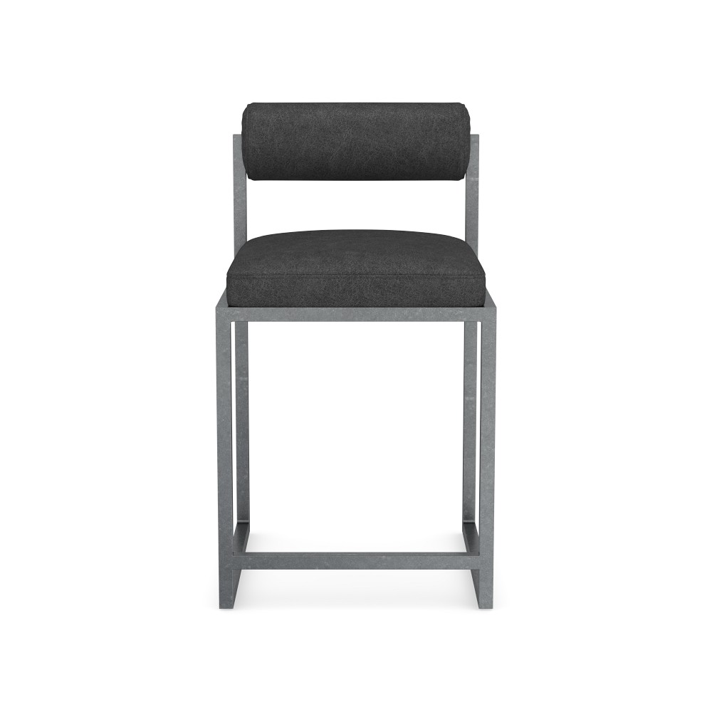 Saint Germain Dining Counter Stool, Sierra Leather, Anthracite, Sanded Metal