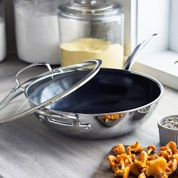 GreenPan&#8482; Premiere Max Stainless-Steel Ceramic Nonstick Covered Wok, 12&quot;