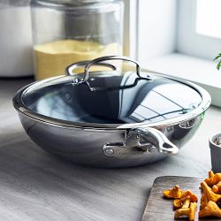 GreenPan&#8482; Premiere Max Stainless-Steel Ceramic Nonstick Covered Wok, 12&quot;