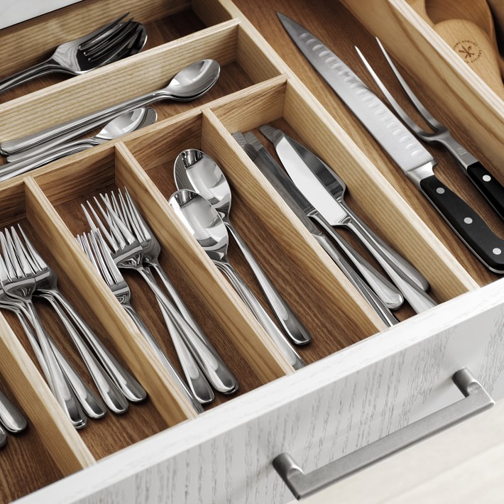 Open Box: Hold Everything FSC Flatware In-Drawer Organizer, Dark Wood, Large | Williams Sonoma