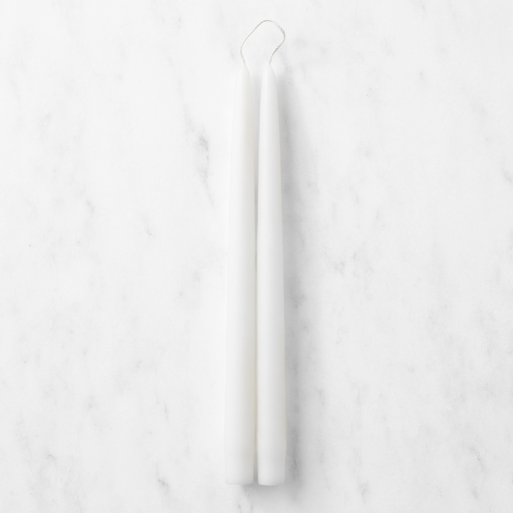12" White Taper Candles, Set of 2