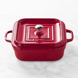Staub Stoneware Square Covered Baker, Cranberry