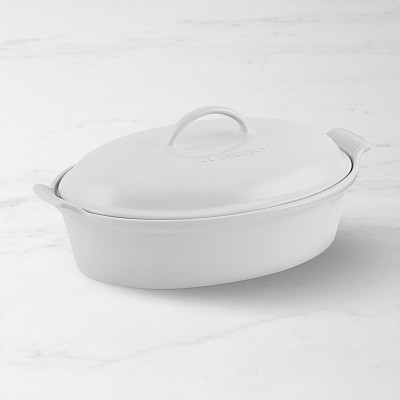 Le Creuset Heritage Stoneware Oval Covered Casserole, White