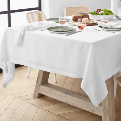 Italian Washed Linen Tablecloth, 70 X 108&quot;, White