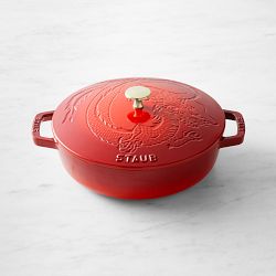 Staub Enameled Cast Iron Braiser with Dragon Lid, 2 1/2-Qt., Cherry