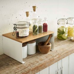 Yamazaki Home Tosca Wood Top Stackable Kitchen Rack