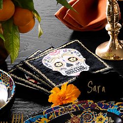 Day of the Dead Embroidered Coasters, Set of 4