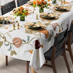 Harvest Embroidery Tablecloth, 70" X 108", Multi