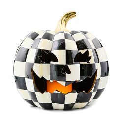 Mackenzie Childs Courtly Check Illuminated Jack O' Lantern