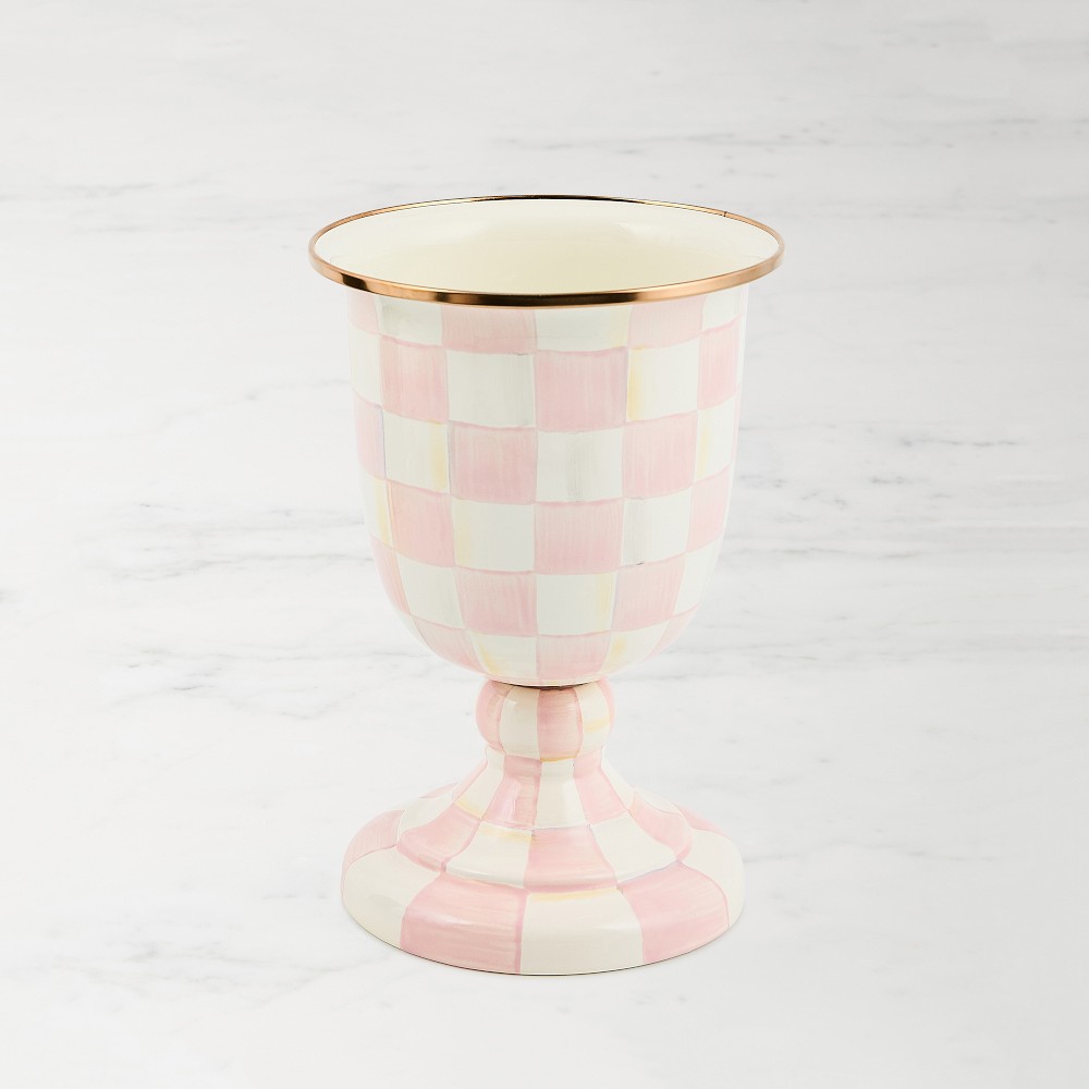Mackenzie Childs Rosy Check Pedestal Vase
