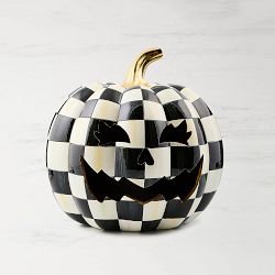 Mackenzie Childs Courtly Check Illuminated Jack O' Lantern