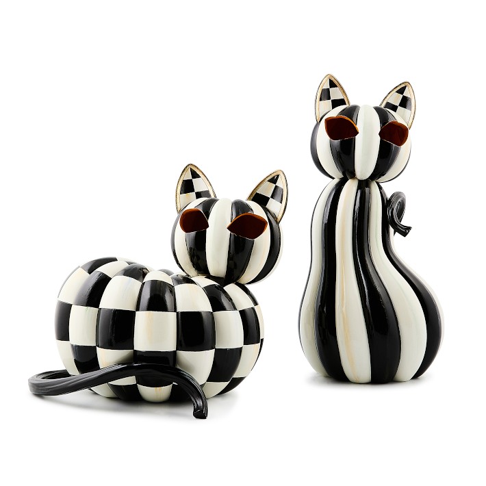 Mackenzie Childs Courtly Stripe Illuminated Cat | Williams Sonoma