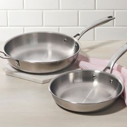 Le Creuset Essential Stainless-Steel 2-Piece Fry Pan Set, 9 1/2&quot; &amp; 11&quot;