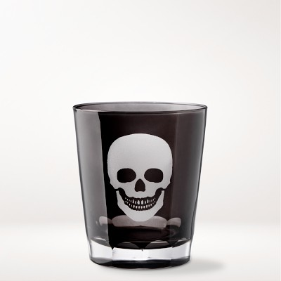 Etched Skull Double Old-Fashioned Glass, Each