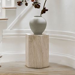 Marina Travertine Fluted Side Table (16&quot;)