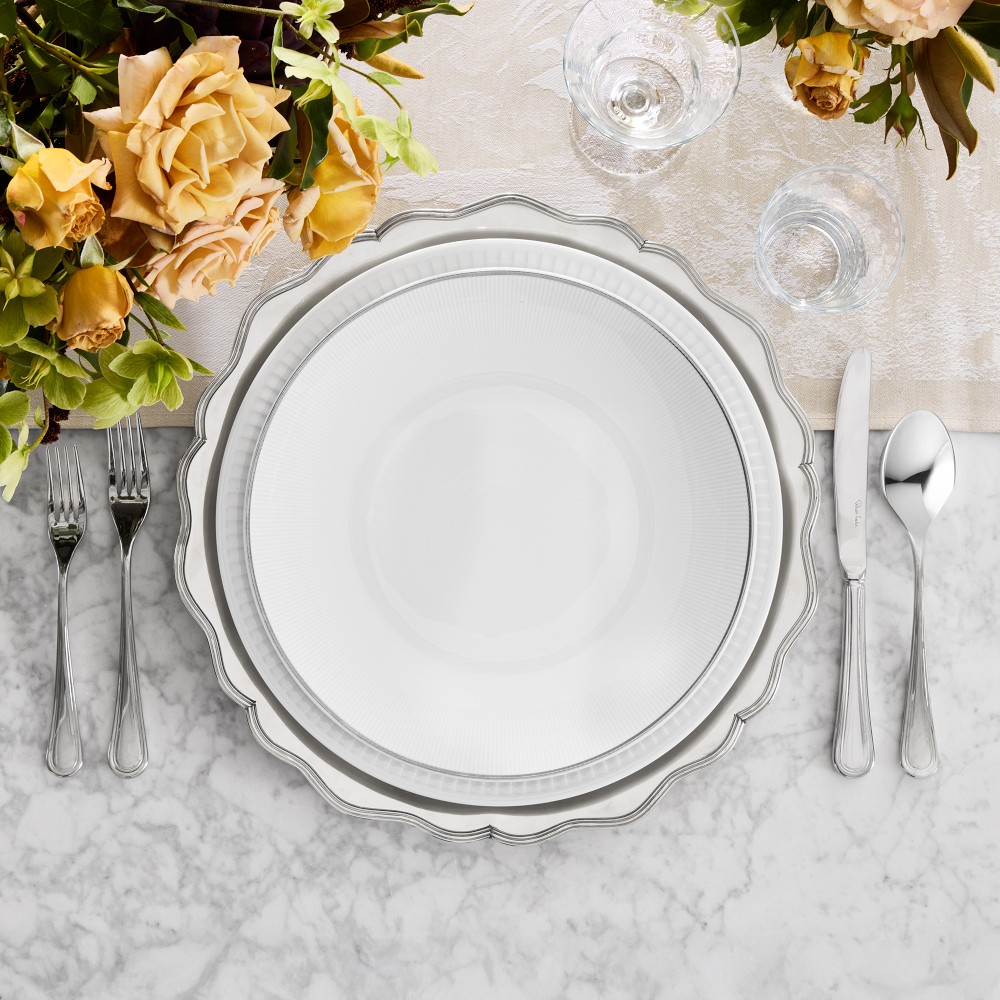 Pillivuyt Eventail Platinum Porcelain Dinner Plates