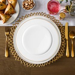 Pillivuyt Plisse Gold Porcelain Dinner Plates