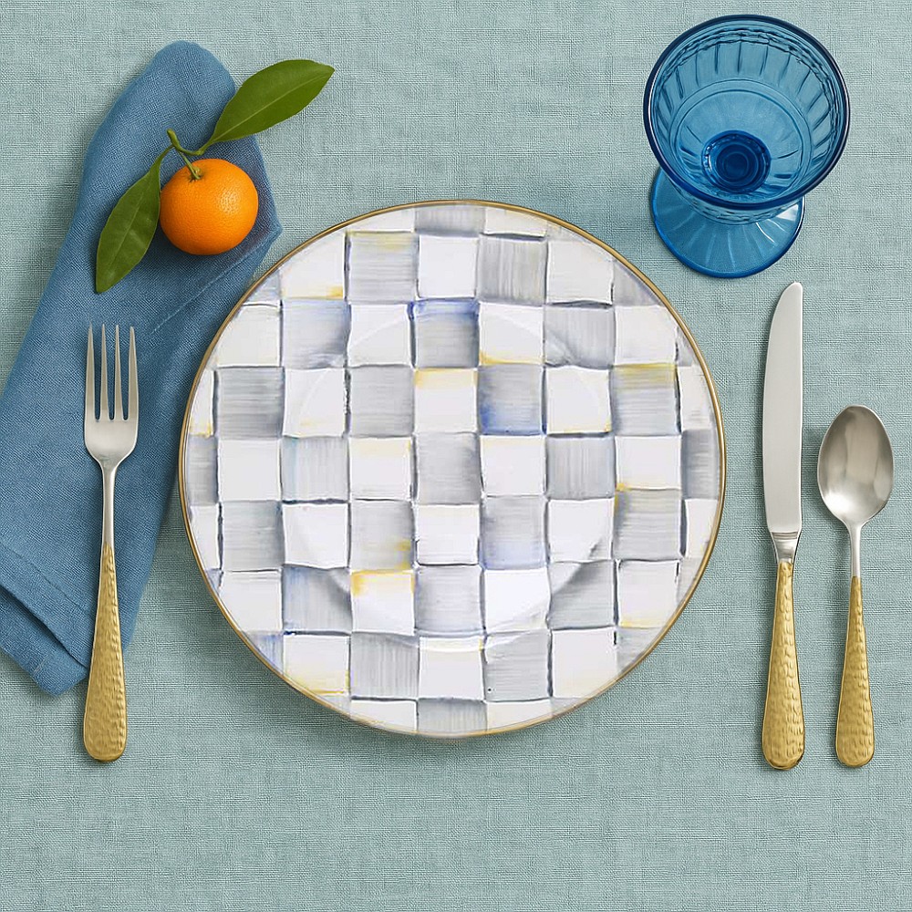 MacKenzie-Childs Sterling Check Dinner Plates