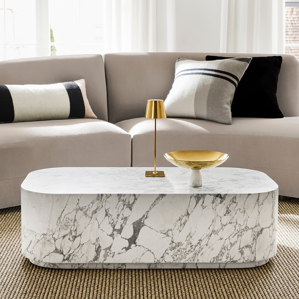 Vittoria Arabescato Curved Edge Coffee Table (48&quot;)