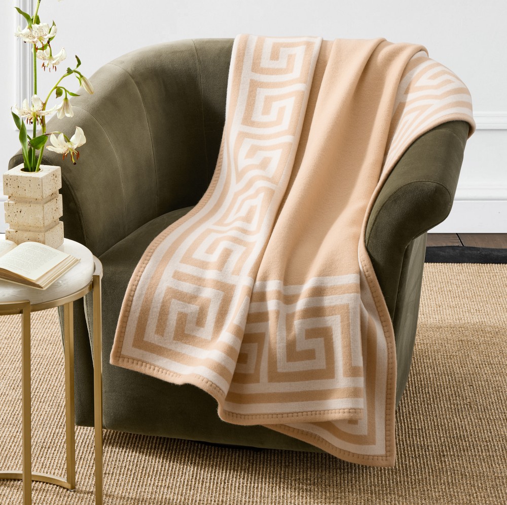 Greek Key Throw, 50" X 70", Sand