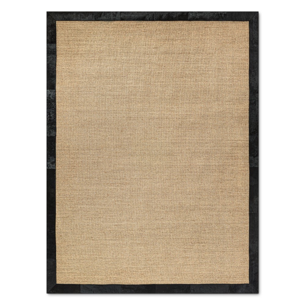 Sisal W/ Hide Border Rug, 6' X 9', Black