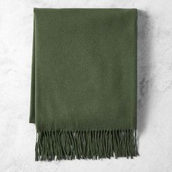 European Solid Cashmere Throw, 51" X 65", Green