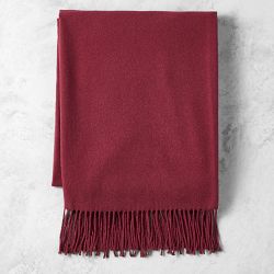 European Solid Cashmere Throw, 51" X 65", Merlot