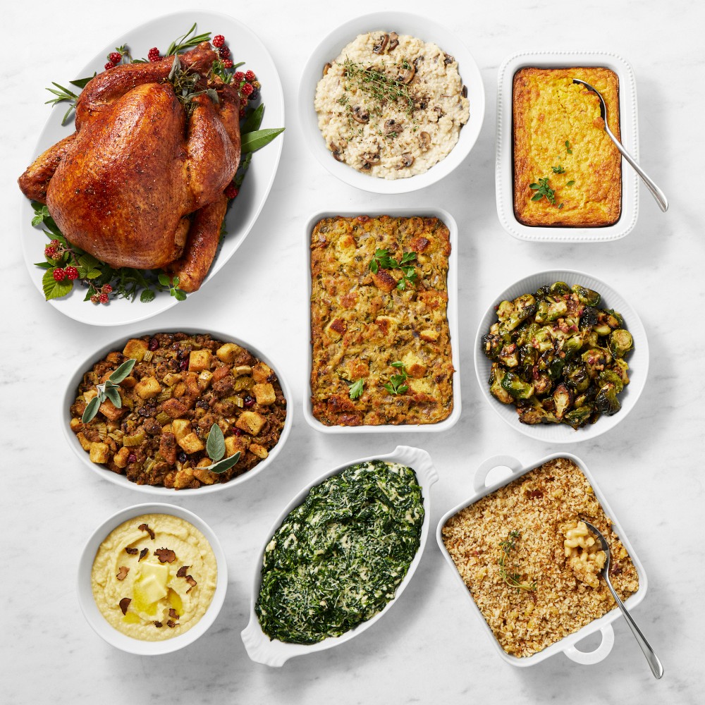 Williams Sonoma Deluxe Thanksgiving Pre-Brined Organic Turkey Dinner, Serves 12, Immediate Delivery