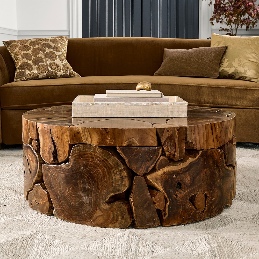 Sliced Teak Round Coffee Table (39&quot;)