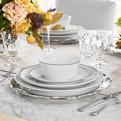 Pillivuyt Eventail Platinum Porcelain Cereal Bowls, Set of 4