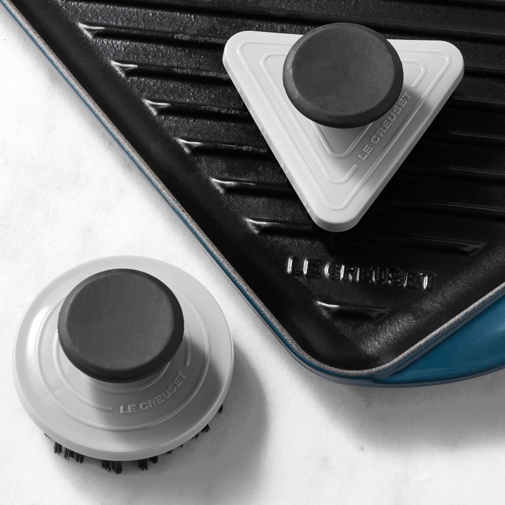 Le Creuset Round & Triangle Skinny Grill Cleaning Brushes, Set of 2, French Grey