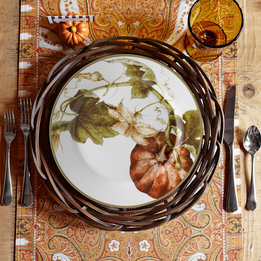 Botanical Pumpkin Dinner Plates, Set of 4