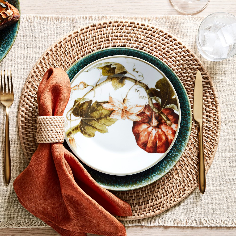 Botanical Pumpkin Salad Plates, Set of 4