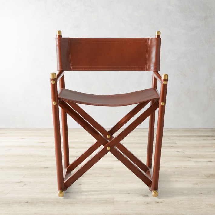 Director's Chair in Leather & Wood | Williams Sonoma