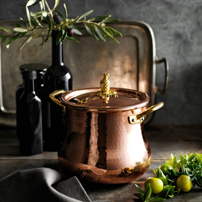 Ruffoni Historia Hammered Copper Stock Pot with Pineapple Knob - 5