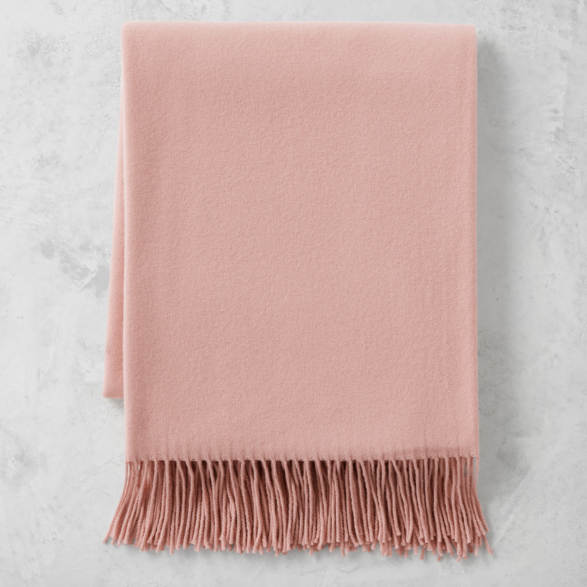 European Solid Cashmere Throw, 51" X 65", Blush
