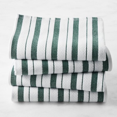 Williams Sonoma Classic Stripe Towels, Set of 4, Dark Green