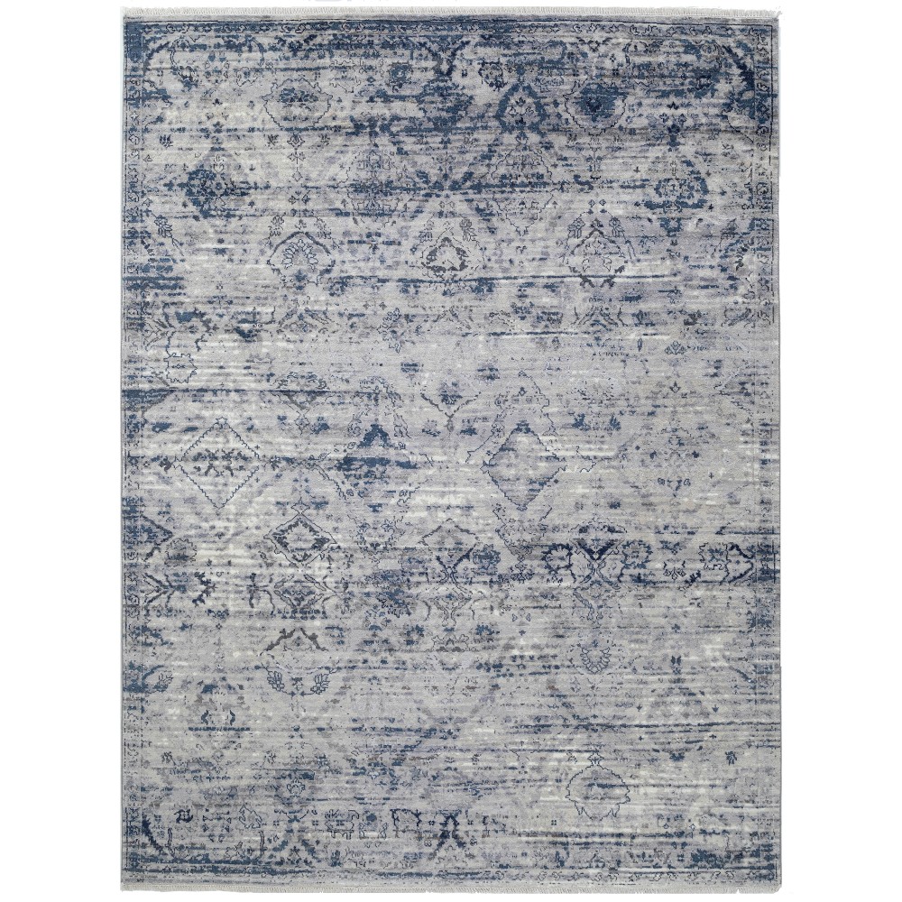 Broken Floral Hand Knotted Rug, 8' X 10', Blue