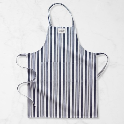 Williams Sonoma Classic Stripe Logo Apron, Navy Blue