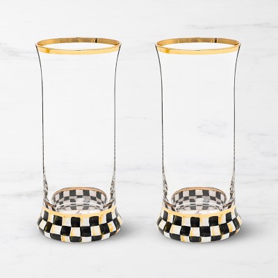 MacKenzie-Childs Courtly Check Highball Glasses, Set of 2