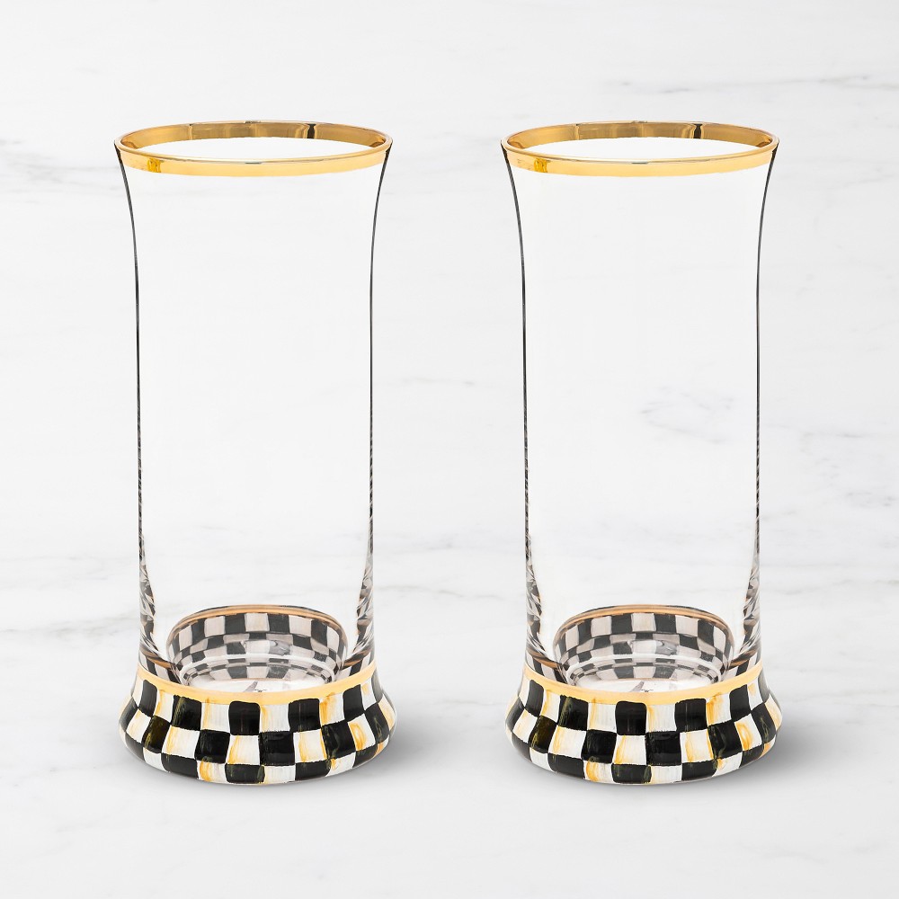 MacKenzie-Childs Courtly Check Highball Glasses, Set of 2