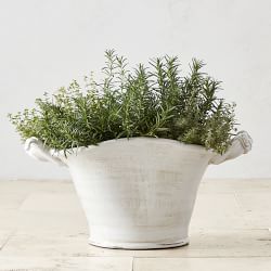 Avignon Basket Planter, Antique White, Tall